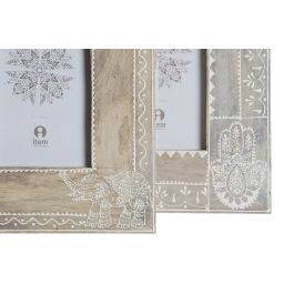 DKD Home Decor Rk 22 Marco de Fotos Indio Natural Azul 15 x 10 cm (4 Unidades) Pintado a Mano