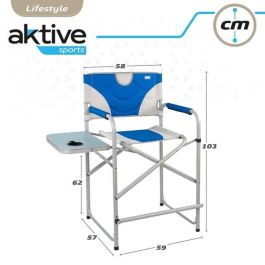 Silla plegable XL de director acero con bolsillo y mesita auxiliar 58x57x103cm Silla plegable XL de director acero con bolsillo y mesita auxiliar 58x57x103cm