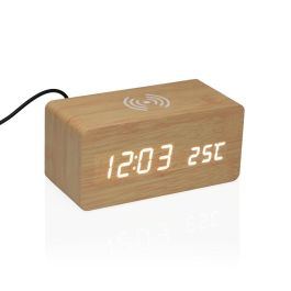 Reloj-Despertador Versa Madera MDF Minimalista 7 x 7 x 15 cm Reloj-Despertador Versa Madera MDF Minimalista 7 x 7 x 15 cm