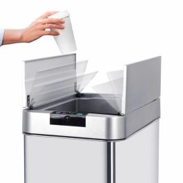 Kitchen Move SILVERLAKE Papelera Automática Cocina 60L Acero Inoxidable Rectangular Manos Libres con Fleje