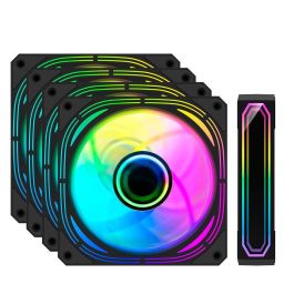 Coolbox Kit de 4 Ventiladores para Caja PC Infinity Pro ARGB 120mm, 1200 RPM, Rodamiento Hidráulico, Baja Sonoridad