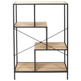 Home Deco Factory Estantería Edison 80x30x113 cm, estructura hierro y baldas madera, estilo Industriel