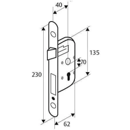 Yale Y50R-A40/B Cerradura Empotrable con Orificio para Cilindro, Eje 40 mm, Caja 135 mm, Pestillo Reversible, Cabeza Redonda, Blanco