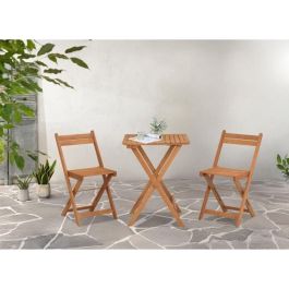 Set de madera de acacia FSC: compuesto por una mesa cuadrada y 2 sillas plegables Set de madera de acacia FSC: compuesto por una mesa cuadrada y 2 sillas plegables