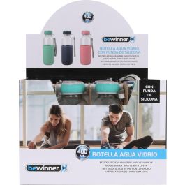 Bewinner Botella de Agua Fabricada en Vidrio y Silicona, con Tapa de Silicona, 400 ml de Capacidad, 7 x 7 x 19.8 cm (12 Unidades) Bewinner Botella de Agua Fabricada en Vidrio y Silicona, con Tapa de Silicona, 400 ml de Capacidad, 7 x 7 x 19.8 cm (12 Unidades)