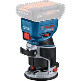 Bosch GKF 18V-8 Fresadora de cantos a batería 18V, 30000 RPM, velocidad ajustable, portaherramientas 6/6.35/8 mm, con luz integrada y adaptador de polvo