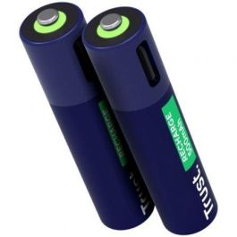 Trust 25585 Pilas AAA Recargables USB-C, Pack 2 Unidades, 500 mAh, con Indicador LED - Larga Vida Útil (800 Ciclos)