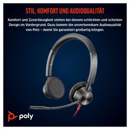 Poly Auriculares Blackwire 3325 Estéreo con Cableado USB-C y Conector de 3.5mm, Certificado para Equipos Microsoft y UC, Color Negro