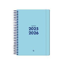 Agenda Escolar Liderpapel 25-26 Espiral Basic Azul Semana Vista A5 Bilingüe Papel Fsc 70 gr