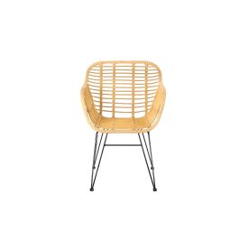 DKD Home Decor Silla Terraza Y Jardin Marron Claro Negro Ratan Sintetico Hierro Galvanizado 62 x 81 x 57 cm (2 Unidades)