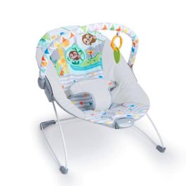 Bright Starts Hamaca Vibratoria Safari Fun para Bebés, Relajante con Suaves Movimientos, 2 Juguetes y Arnés 3 Puntos Antideslizante