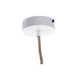 DKD Home Decor Lámpara de Techo Urban de Metal y Lino, Blanca, con 5 Hojas, E27 50W, 70x70x16 cm (Pack de 4 Unidades)