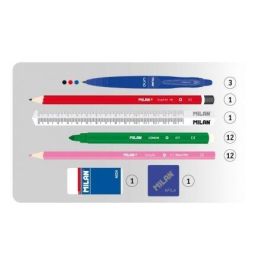 KIT 4 ESTUCHES PORTATODO CON CONTENIDO MILÁN SÚPER HÉROES SPACE NEGRO - GOMA BORRAR - SACAPUNTAS - LÁPIZ - 3 BOLIS - REGLA - 12 LÁPICES COLORES-12ROTU