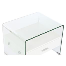 Mesita De Noche Moderno DKD Home Decor Blanco Transparente 40 x 45.5 x 50 cm