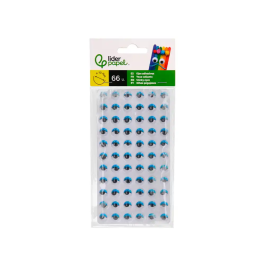 Liderpapel Ojos Adhesivos 10 mm con Pupila Negra y Pestaña Azul, Pack 66 Unidades para Manualidades