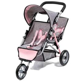 Reig Coche de Muñeca Gemelar Jogger 3 Ruedas Gris/Rosa 67x53.50x33 cm Precio: 51.59000044. SKU: S2425073