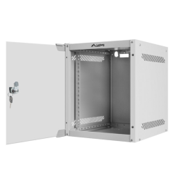Lanberg Armario Mural Rack 10 Pulgadas 6U con Puerta de Vidrio y Ventilador Gris