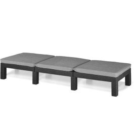 ALLIBERT Tumbona de Jardín Daytona De Luxe Imitación Resina Tejida 4 Posiciones con Cojín Gris Grafito 187x58x29cm ALLIBERT Tumbona de Jardín Daytona De Luxe Imitación Resina Tejida 4 Posiciones con Cojín Gris Grafito 187x58x29cm