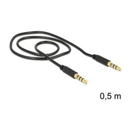 DeLOCK Cable de Audio 3.5mm Macho a Macho 0.5 Metros, 3.5mm a 3.5mm Jack de Oro, Color Negro