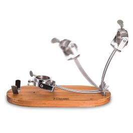 3 Claveles Jamonero Plegable Cabezal Giratorio Base Madera 47x18,5x37cm
