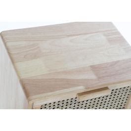 DKD Home Decor Mesita de Noche Balines Rejilla 20 Natural Caucho Ratan 30 x 54 x 40 cm