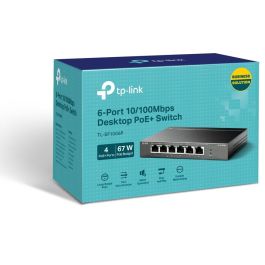 TP-Link TL-SF1006P Switch Ethernet 6 Puertos (4 PoE+) 10/100 Mbps, 67W Presupuesto PoE, Alcance 250m, Plug & Play