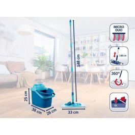LEIFHEIT 55510 PowerClean M Juego de Fregona con Cubo y Escurridor Fácil de Usar Turquesa