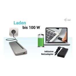 i-tec USB-C ERGO DOCK + CHARGER Estación de Carga y Conexión Doble 4K con Power Delivery 100W, Plata