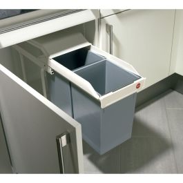 Cubo de basura Hailo Multi-Box duo L Blanco Gris Crema Acero Plástico 2 cajones 14 L Integrable (2 Unidades)