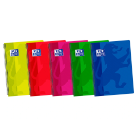 Oxford Bloc Espiral Tapa Plástico Folio 80 Hojas 90 gr Cuadros 4 mm