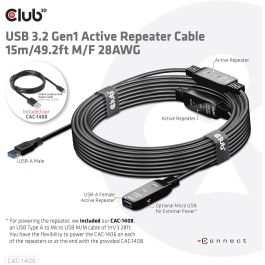 Club3D USB 3.2 Cable de Extensión Activo 15m 5 Gbps Macho/Hembra