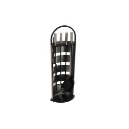 DKD Home Decor Chimenea Decorativa Moderna Acero Plateado Negro Set de 4 Piezas 51 cm Alto Desmontable