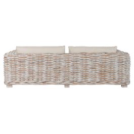 DKD Home Decor Indo 2c25 Sofá Balinés Bicolor Ratán 103 x 64 x 220 cm Set de 4 con Cojines