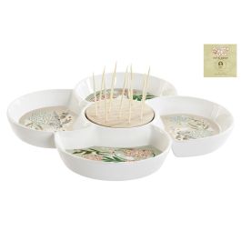 DKD Home Decor Bandeja para Aperitivos Tradicional, Gres y Bambú, Verde Beige, 22 cm Ancho x 22 cm Largo x 3 cm Alto, Apta Lavavajillas Precio: 12.98999977. SKU: S3041114