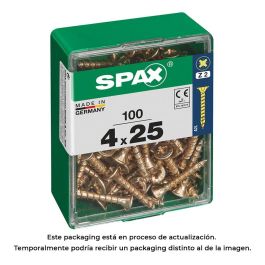 Spax 4081020400252 Tornillo de Madera Universal Cabeza Plana Yellox 4,0x25mm Rosca Completa Ranura Cruz Z2 4CUT Caja 100 unidades Precio: 5.50000055. SKU: S7913887