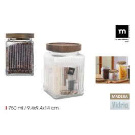 Tarro de vidrio cuad.T con tapa de madera Lignes 0.75L La Mediterranea (24 Unidades) Precio: 55.50000049. SKU: B14JFA3SGC