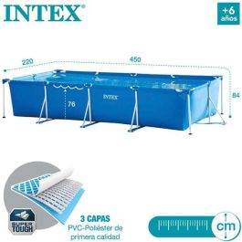 Intex Piscina Rectangular Frame 450x220x84cm con Bomba y Capacidad 7127L PVC+METAL