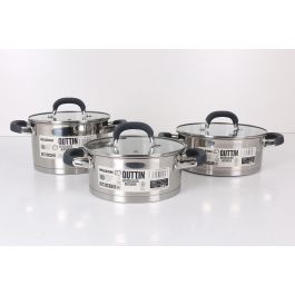 Quttin Cacerola de Acero Inoxidable 18 cm 1.7L con Tapa (6 Unidades)