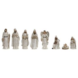 DKD Home Decor Nacimiento Navidad Tradicional, Set 8 Figuras de Resina Blanca 6 x 19 x 8 cm
