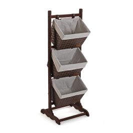 Mueble de Baño 3 Cestas Marrón Versa 35x102 cm - Madera, Rattan Mueble de Baño 3 Cestas Marrón Versa 35x102 cm - Madera, Rattan