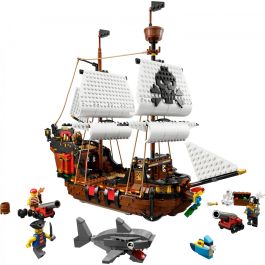LEGO Creator 3-in-1 31109 Barco pirata con velas móviles, cañones, 3 figuras, tiburón y loro