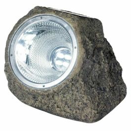 Galix Lámpara Solar LED de Jardín con Forma de Roca de Poliresina para Exterior, 4 LED Blancos, 10 Lúmenes, hasta 8 Horas