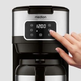 Medion MED4061275230215 Cafetera Digital con Filtro Aislado 900W 1.2L Plateada
