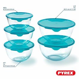 Pyrex PYR1738094919283 Juego de 5 Cuencos con Tapa: 1 de 0.5L, 2 de 1L y 2 de 2L