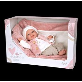 Muñecas Arias Muñeca Elegance Colin Rosa de 40 cm con Manta – Muñeco de Peso para Niños +3 Años