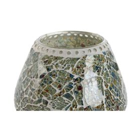 DKD Home Decor Lámpara de Sobremesa Indio Cristal Craquelado Verde Menta Azul Celeste E14 25W 13x17x13 cm (Pack 2 Unidades)