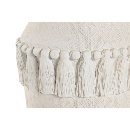 DKD Home Decor Jarron Decorativo Tropical Blanco | Diseño con Relieve y Material Cemento | Set de 2 Unidades | Medidas 20x20x25 cm DKD Home Decor Jarron Decorativo Tropical Blanco | Diseño con Relieve y Material Cemento | Set de 2 Unidades | Medidas 20x20x25 cm