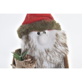 DKD Home Decor Figura Decorativa de Navidad Papá Noel Estilo Alpina en Abedul, Purpurina y Porexpan - Colores Natural y Rojo - 23x8x15 cm