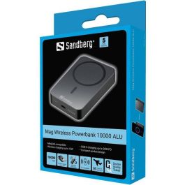 Sandberg Magnet Wireless Powerbank 10000 ALU - Batería Externa Magnética Inalámbrica Qi & MagSafe, Carga Rápida USB-C 20V