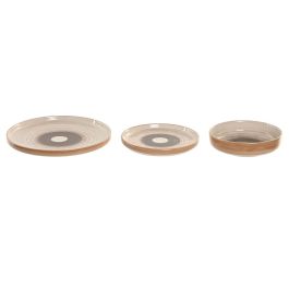 DKD Home Decor Vajilla Gres Beige Set de 18 Piezas Apto Microondas y Lavavajillas 27 x 27 x 2.8 cm